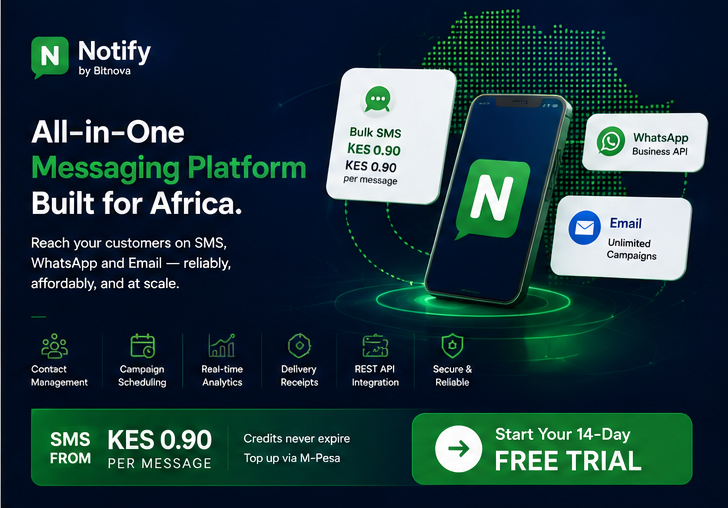 Notify by Bitnova: Bulk SMS, WhatsApp & Email in One Platform